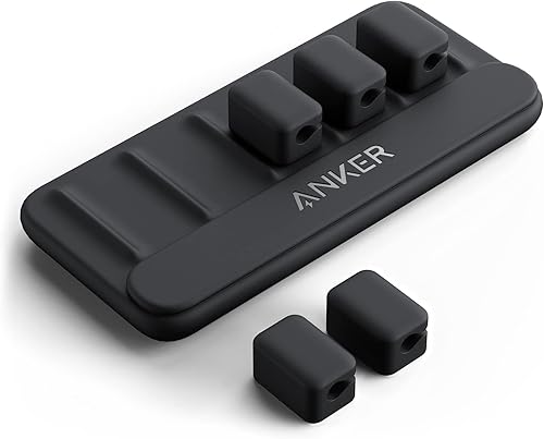Anker Kabelmanager, magnetischer Kabelhalter, Mehrzweck-Kabelhalter für Schreibtische, 5 Clips für Lightning-Kabel, USB-C-Kabel, Mikro-Kabel, haftet auf Holz, Marmor, Metall, Glas (Schwarz) - Cheap-Us