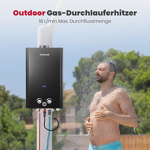 GASLAND BE158B Tankless Gasdurchlauferhitzer, 6L LPG Durchlauferhitzer 50mbar, Instant Gasdusche für Campingdusche Pferdedusche - Cheap-Us
