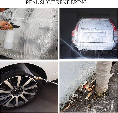 Stone Banks Hochdruckreiniger Schaumlanze Pistole mit 5 Sprüh Düsen, 1L Einstellbarer 1/4' Schnellverschluss Schnee Schaumkanone Flasche Seifenspender zum Autowäsche, Reinigung - Cheap-Us