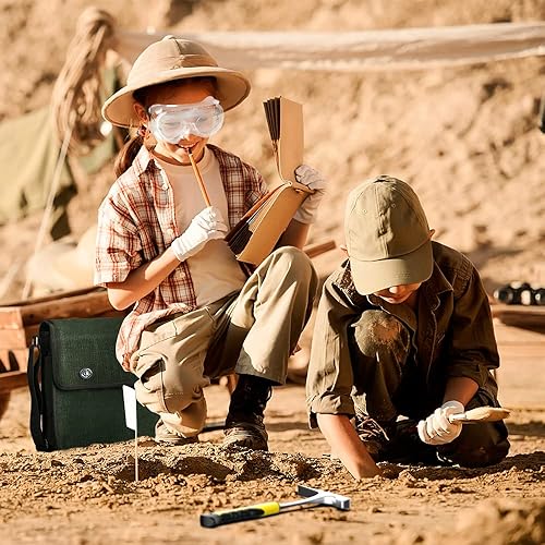 TZDTMEOS 10-teiliges Geologie-Stein-Plektrum-Set, Geologie-Hammer-Werkzeuge, 907 g Hammer und 3-teiliges Grabmeißel-Set für Felsjagd, mit Musette-Tasche, Juwelierlupe, Schutzbrille, 3 Bürsten. - Cheap-Us