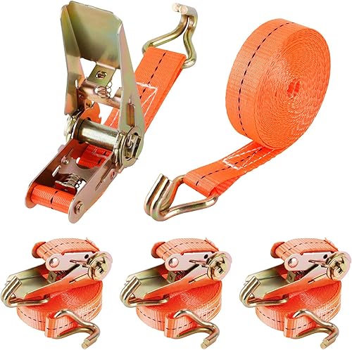 JAMITE 4 Stück Spanngurte,4x1000KG Ratschengurte Zurrgurte,5.5m lang,25 mm breit mit Ratsche und Haken Spannriemen Befestigungsriemen,Enorm Robuste Zurrgurte Geeignet für Feste Ladung - Cheap-Us