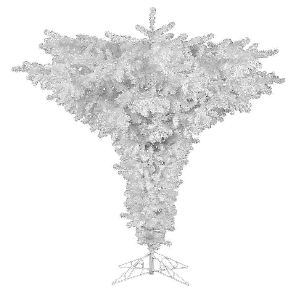 Vickerman 7.5' Crystal White Spruce Upside Down Artificial Christmas Tree Clear Dura-lit Incandescent Lights - Cheap-Us