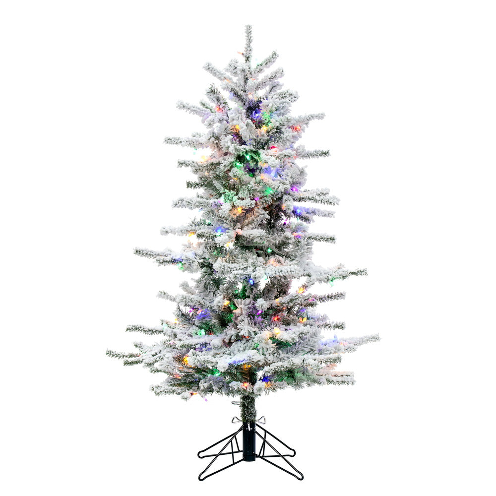 Vickerman 4.5' Flocked Sierra Fir Slim Artificial Christmas Tree Multi-Colored LED Dura-Lit lights - Cheap-Us