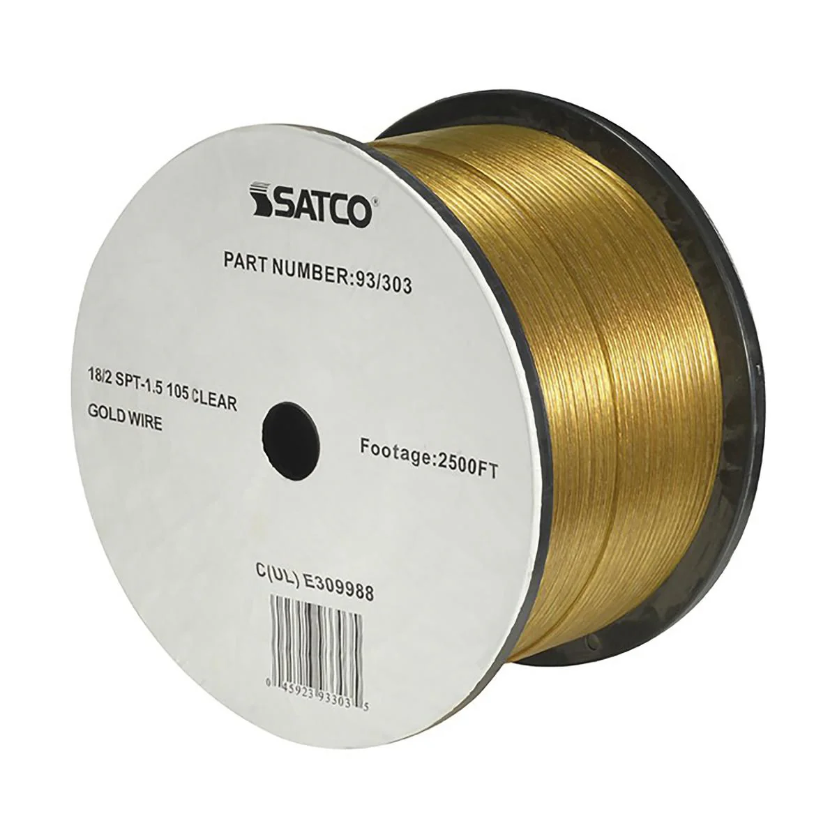 Lamp And Lighting Bulk Wire; 18/2 SPT-1.5 105C; 2500 Foot/Reel; Clear Gold - Cheap-Us