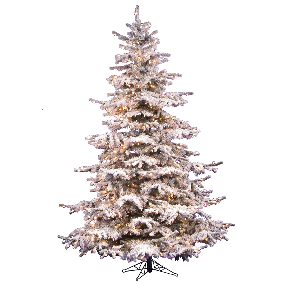 Vickerman 6.5' Flocked Sierra Fir Artificial Christmas Tree Clear Dura-Lit lights - Cheap-Us