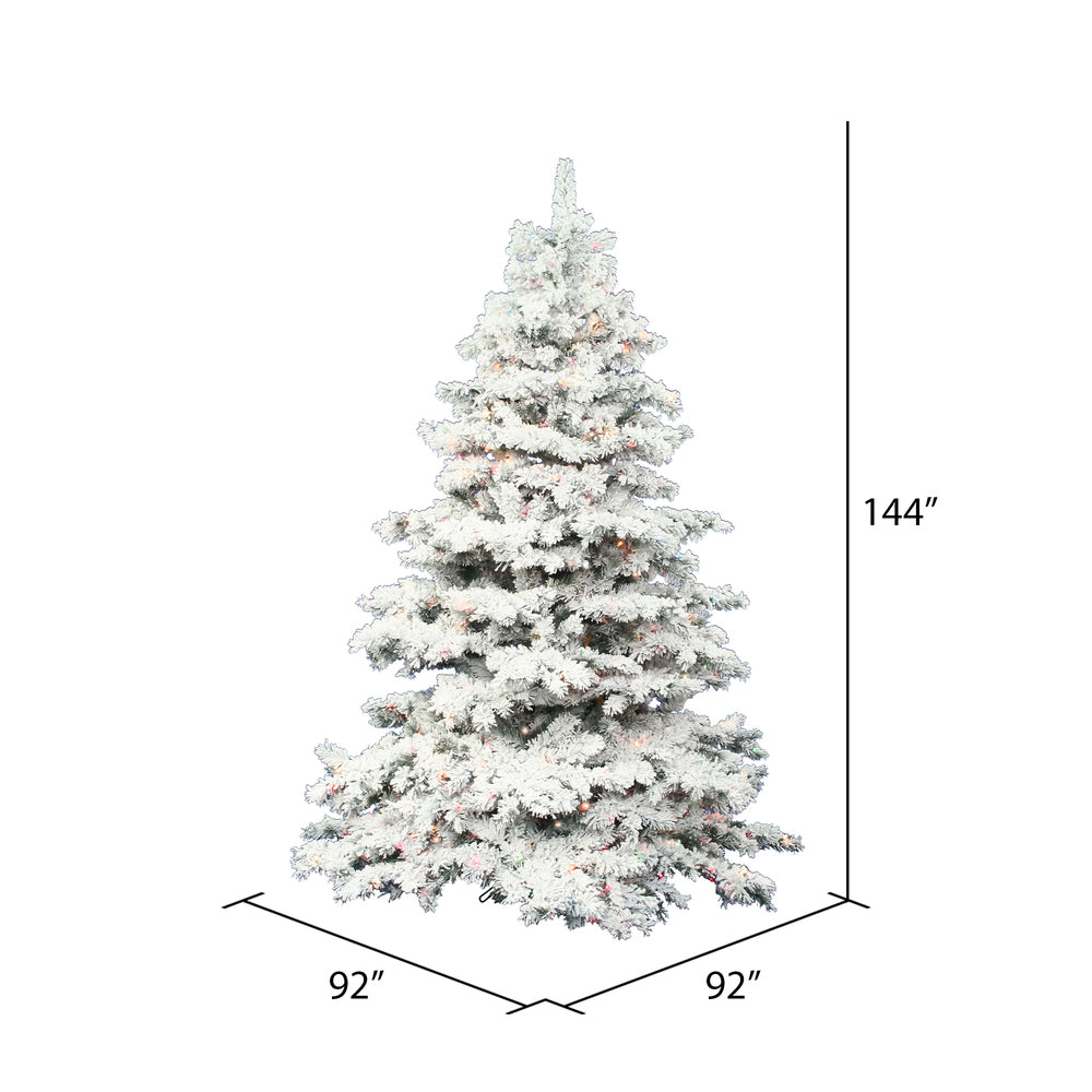 Vickerman 12' Flocked Alaskan Pine Artificial Christmas Tree Multi-Colored LED Dura-Lit lights - Cheap-Us
