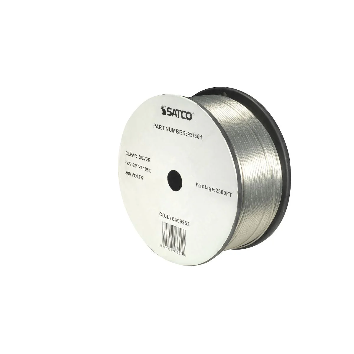Lamp And Lighting Bulk Wire; 18/2 SPT-1 105C; 2500 Foot/Reel; Clear Silver - Cheap-Us