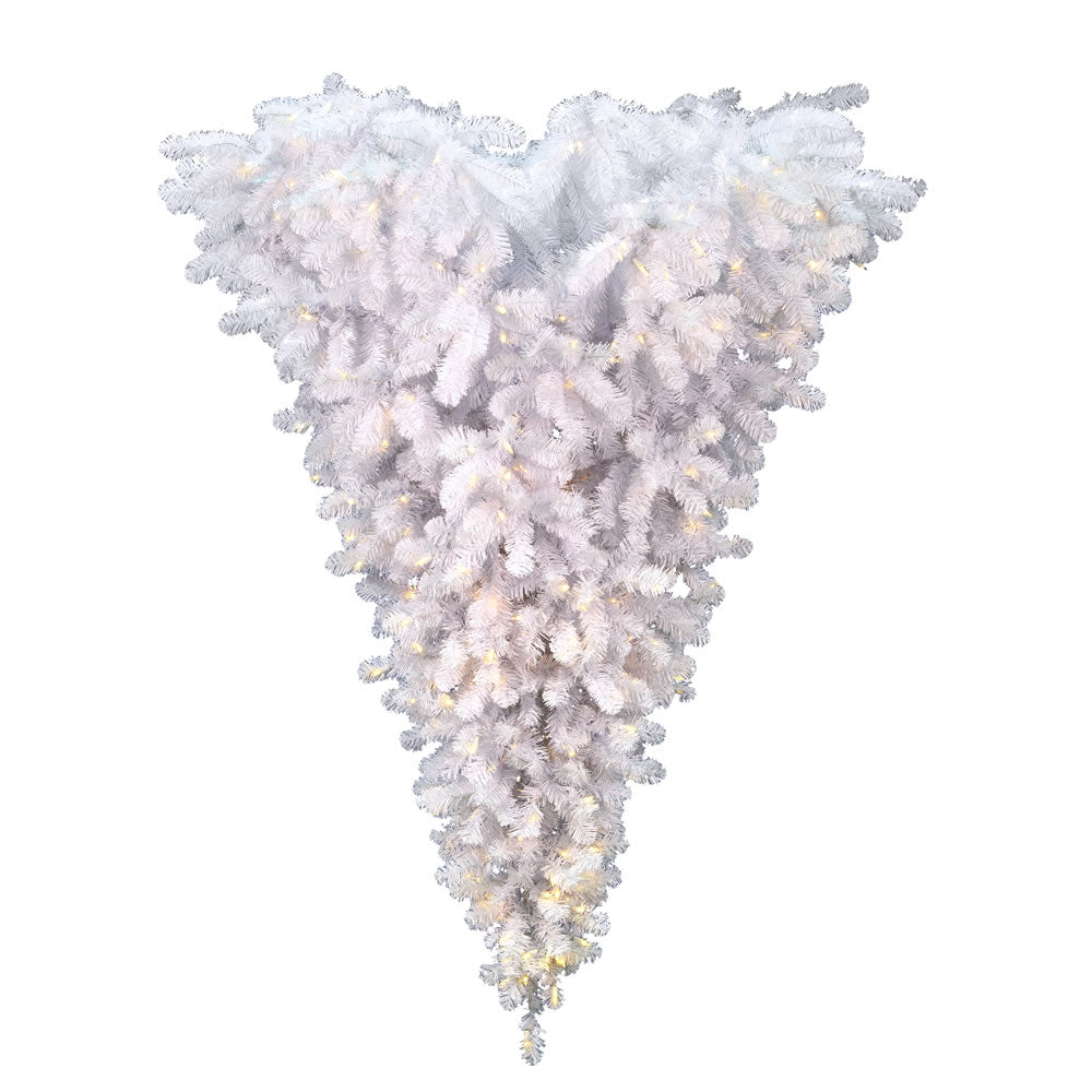 Vickerman 6' White Upside Down Artificial Christmas Tree Pure White LED Lights - Cheap-Us
