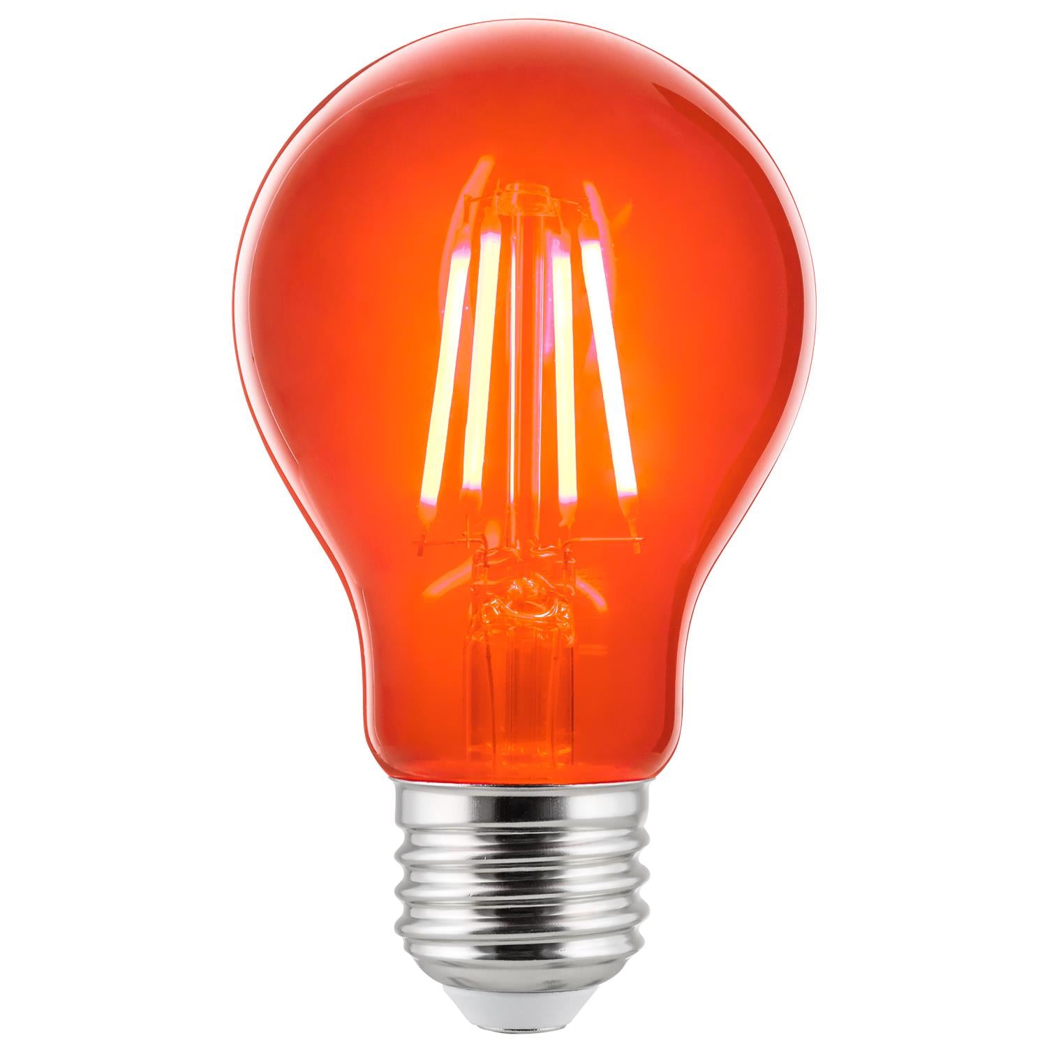 2-Pack Sunlite LED Transparent Orange A19 Filament Bulbs, 4.5 Watts, Dimmable, UL Listed - Cheap-Us