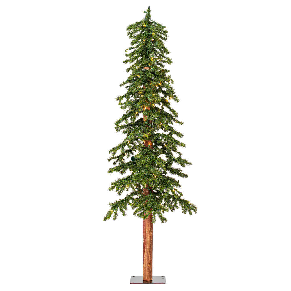 Vickerman 4' 5' 6' Natural Bark Alpine Artificial Christmas Tree Set Warm White Dura-lit LED Lights - Cheap-Us