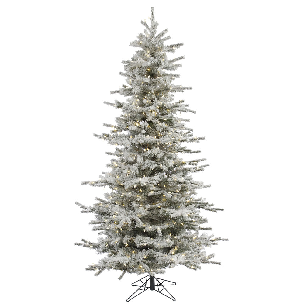 Vickerman 4.5' Flocked Sierra Fir Slim Artificial Christmas Tree Pure White Single Mold LED lights - Cheap-Us