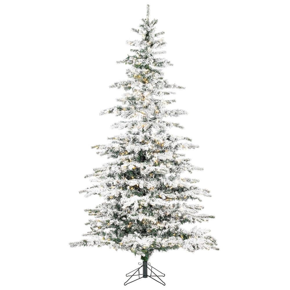 Vickerman 10' Flocked Sierra Fir Artificial Christmas Tree Pure White Single Mold LED lights - Cheap-Us
