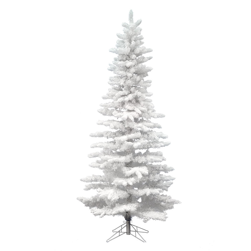 Vickerman 7.5' Flocked White Slim Artificial Christmas Tree Unlit - Cheap-Us