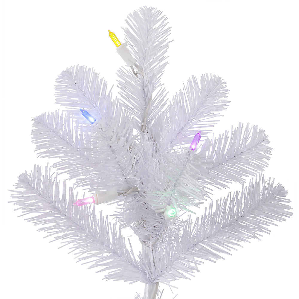 Vickerman 7.5' Crystal White Pine Slim Artificial Christmas Tree Multi-Colored LED Lights - Cheap-Us