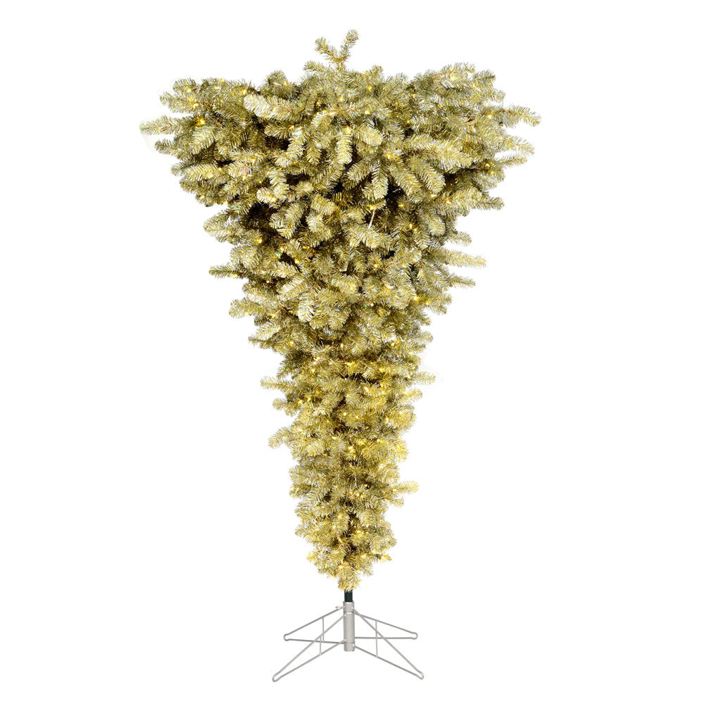 Vickerman 9' Champagne Upside Down Artificial Christmas Tree Warm White Dura-lit LED Lights - Cheap-Us