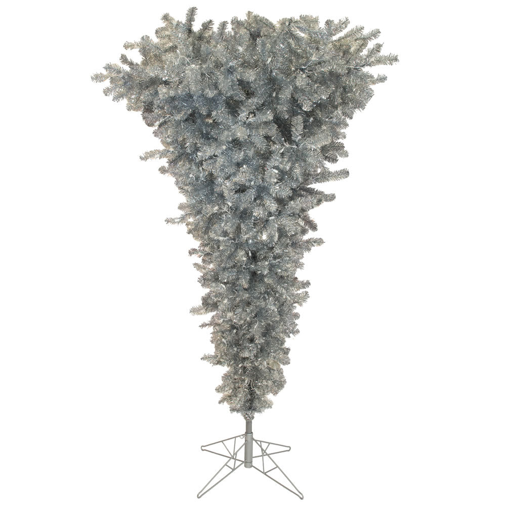 Vickerman 7.5' Silver Upside Down Artificial Christmas Tree Warm White Dura-lit LED Lights - Cheap-Us