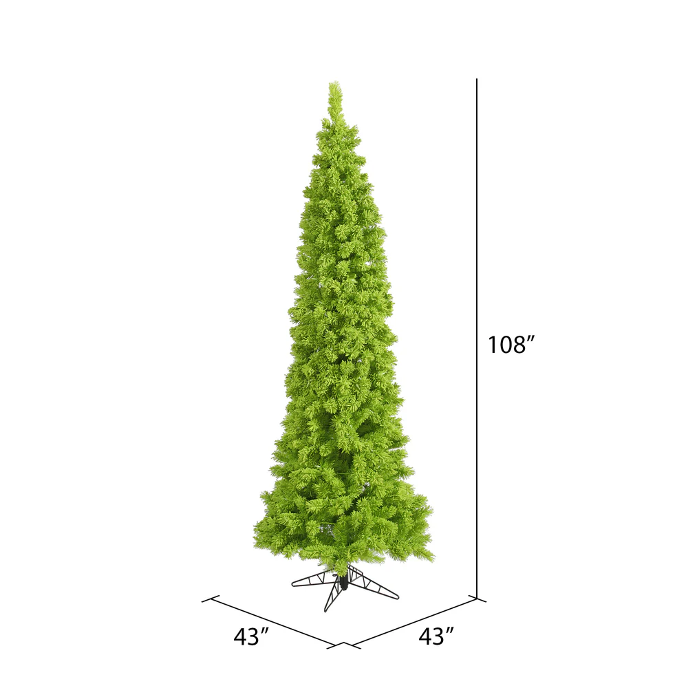 Vickerman 9' Flocked Lime Pencil Fir Artificial Christmas Tree Unlit - Cheap-Us