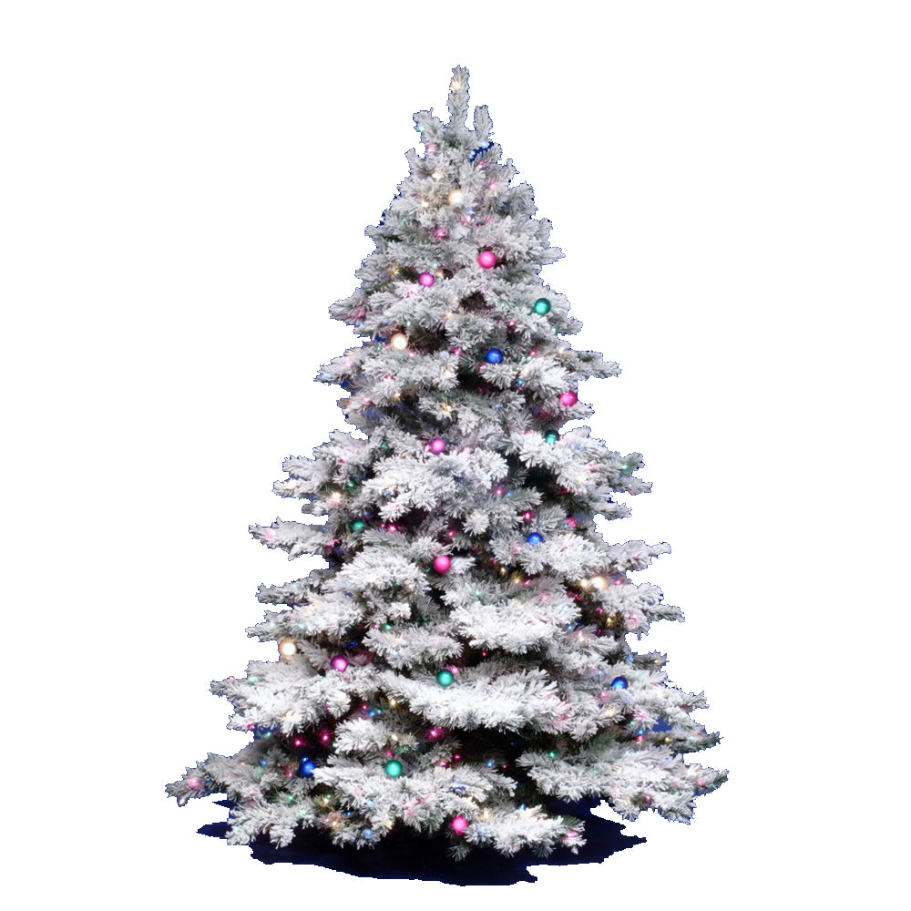 Vickerman 12' Flocked Alaskan Pine Artificial Christmas Tree Multi-Colored Dura-Lit lights - Cheap-Us