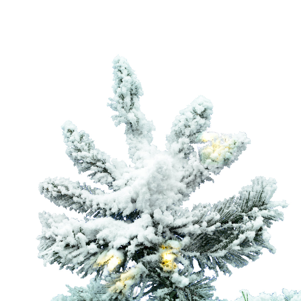 Vickerman 7.5' Flocked Utica Fir Slim Artificial Christmas Tree Pure White Single Mold LED Lights - Cheap-Us