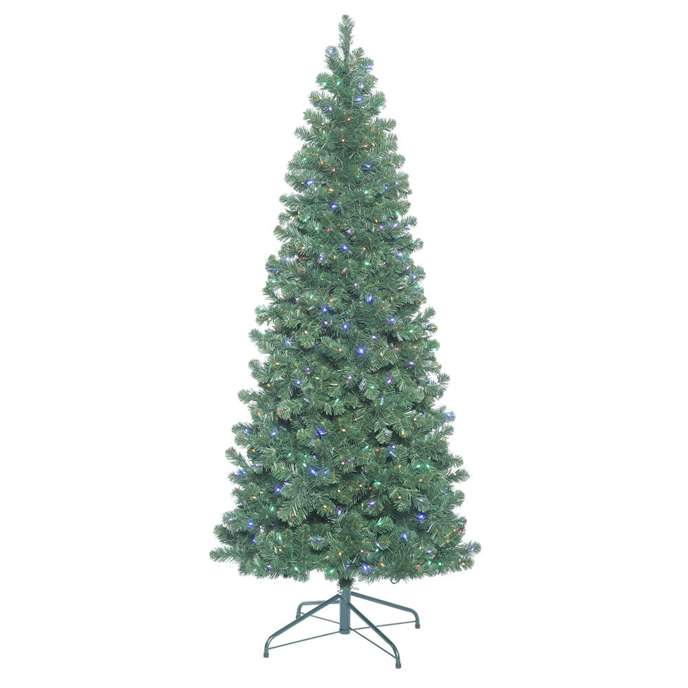 Vickerman 8.5' Oregon Fir Slim Artificial Christmas Tree Multi-Colored LED Lights - Cheap-Us
