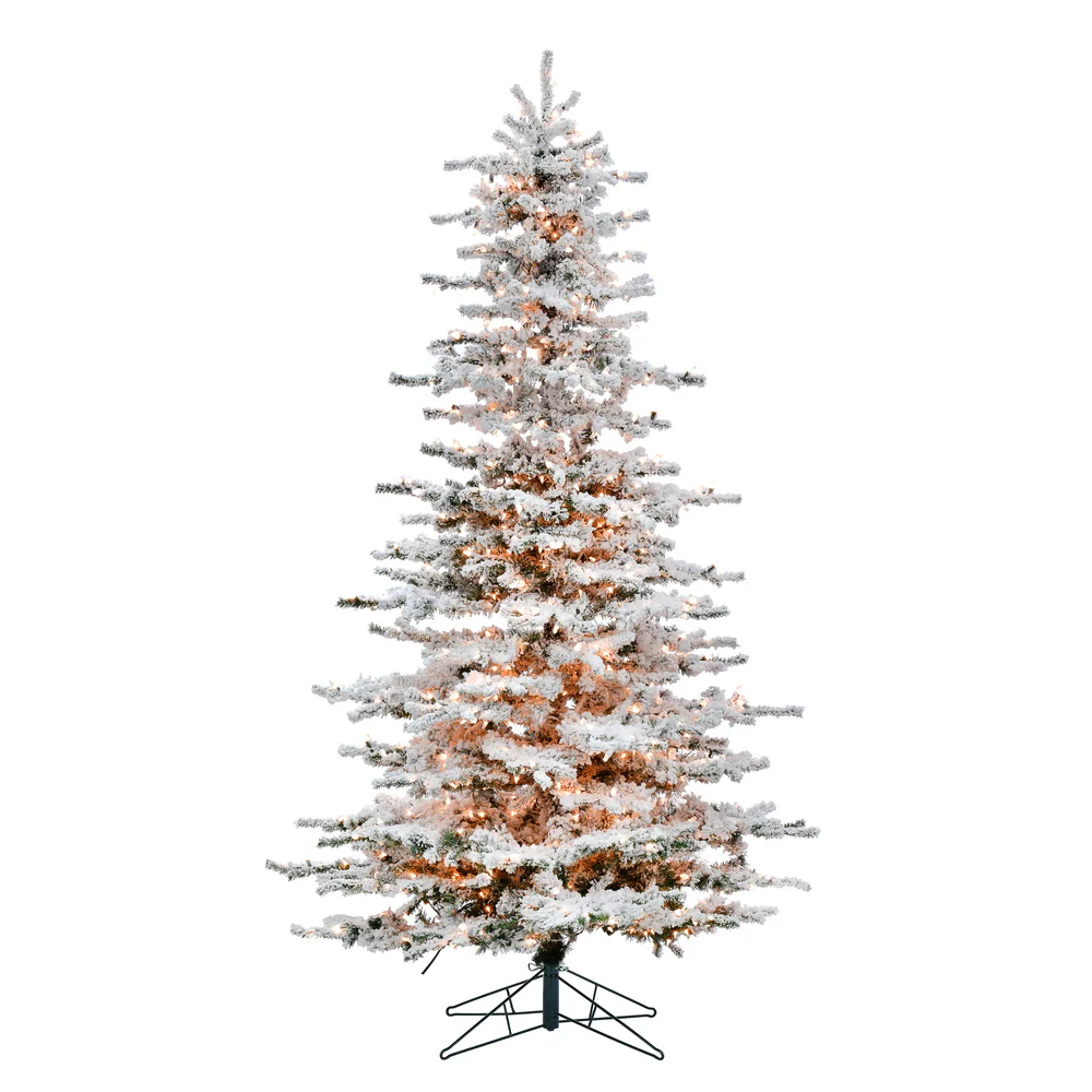 Vickerman 8.5' Flocked Sierra Fir Artificial Christmas Tree Clear Dura-Lit lights - Cheap-Us