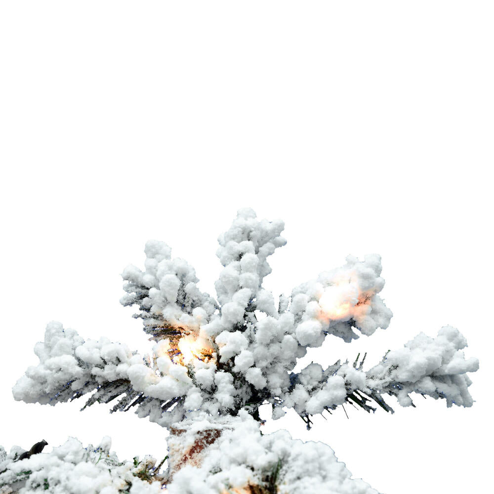 Vickerman 7' Flocked Spruce Artificial Christmas Tree with 400 Clear Lights - Cheap-Us