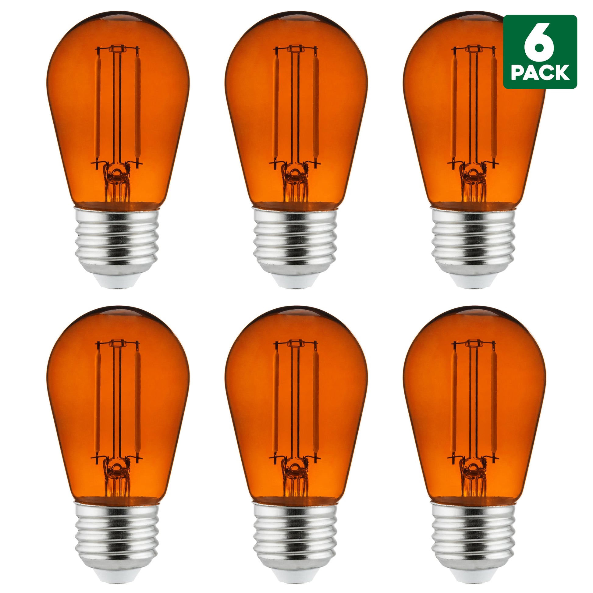 Sunlite LED Transparent Orange Colored S14 Medium Base (E26) Bulb - Parties, Decorative, and Holiday 15,000 Hours Average Life - Cheap-Us