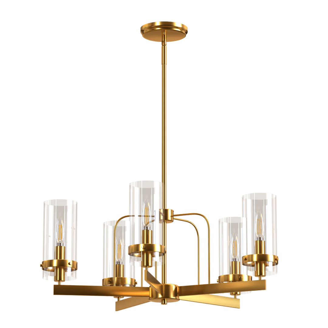 Sara Five Light Traditional Chandelier Fixture with Clear Glass Shades - Cheap-Us