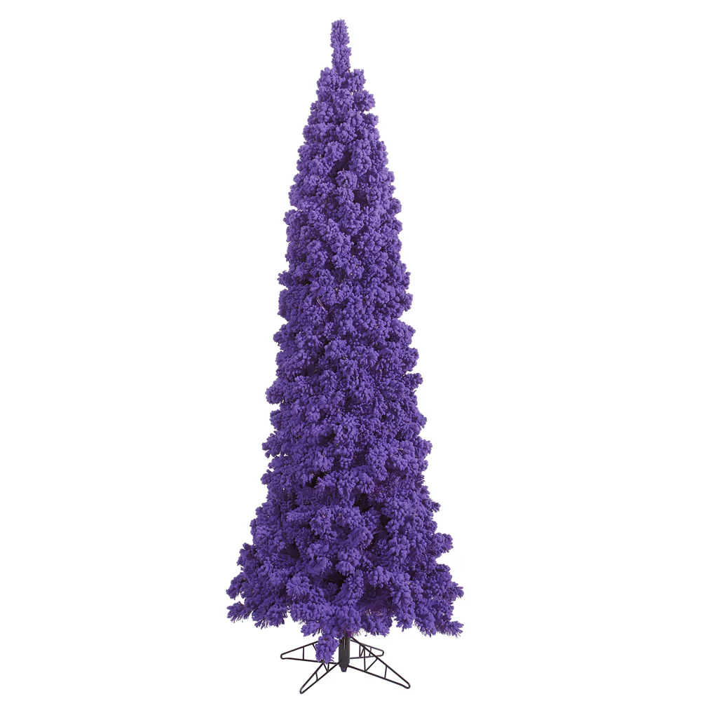 Vickerman 7.5' Flocked Purple Pencil Fir Artificial Christmas Tree Unlit - Cheap-Us