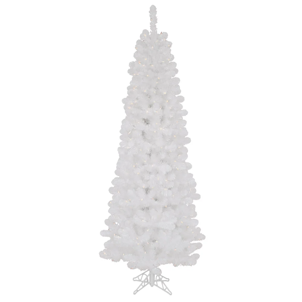 Vickerman 9.5' White Salem Pencil Pine Artificial Christmas Tree 550 Clear Dura-lit Incandescent Lights - Cheap-Us