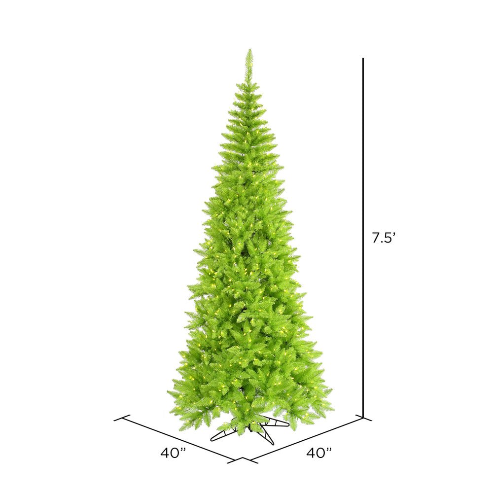 Vickerman 7.5' Lime Fir Slim Artificial Christmas Tree Lime Dura-lit LED Lights - Cheap-Us