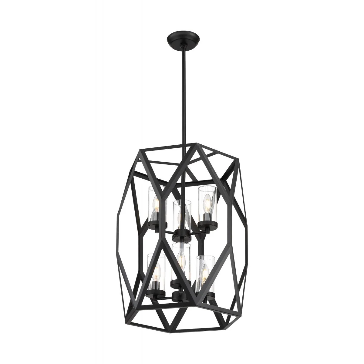 Zemi; 6 Light; Foyer Pendant Fixture; Black Finish with Clear Glass - Cheap-Us