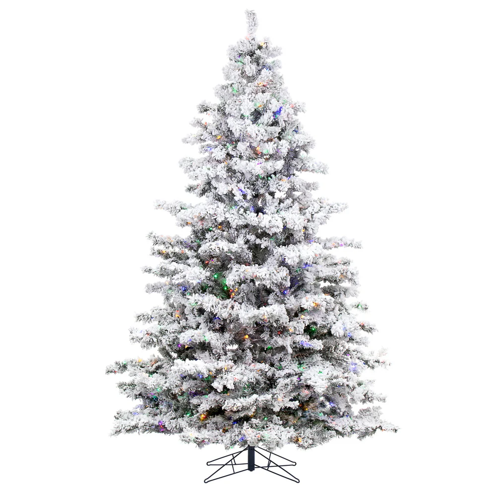 Vickerman 9' Flocked Alaskan Pine Artificial Christmas Tree Multi-Colored LED Dura-Lit lights - Cheap-Us
