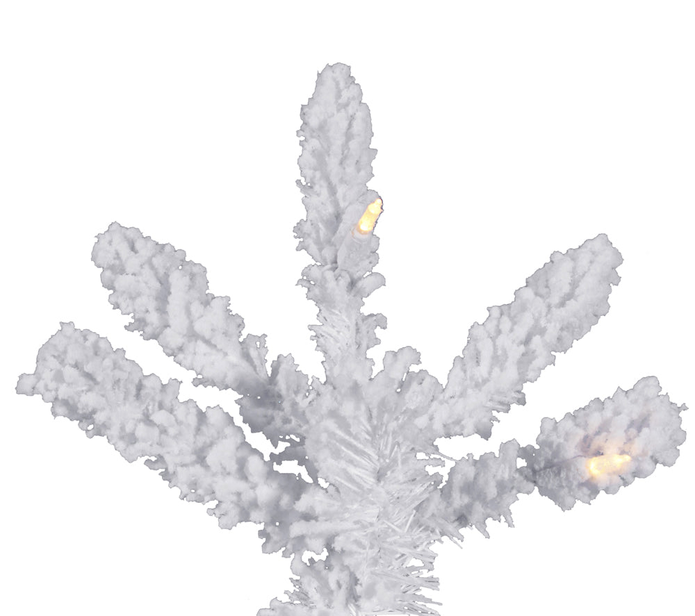 Vickerman 12' Flocked White Slim Artificial Christmas Tree Multi-Colored LED Lights - Cheap-Us