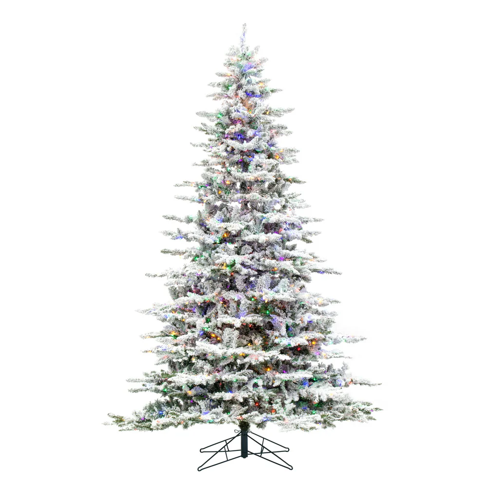 Vickerman 9' Flocked Utica Fir Artificial Christmas Tree Multi-Colored LED Lights - Cheap-Us