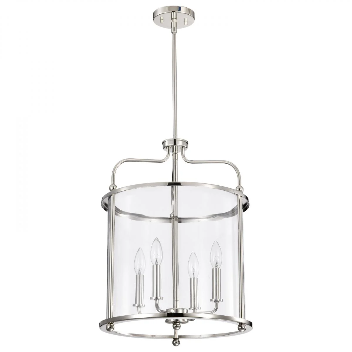 60-7956 YORKTOWN 4LT PENDANT Yorktown 4 Light Pendant; Polished Nickel Finish; Clear Glass - Cheap-Us