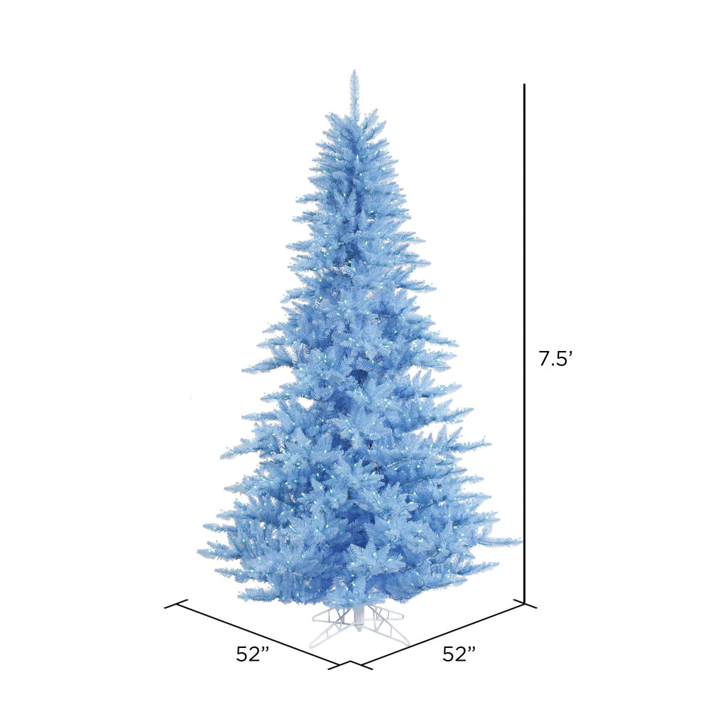 Vickerman 7.5' Sky Blue Fir Artificial Christmas Tree Blue Dura-lit LED Lights - Cheap-Us