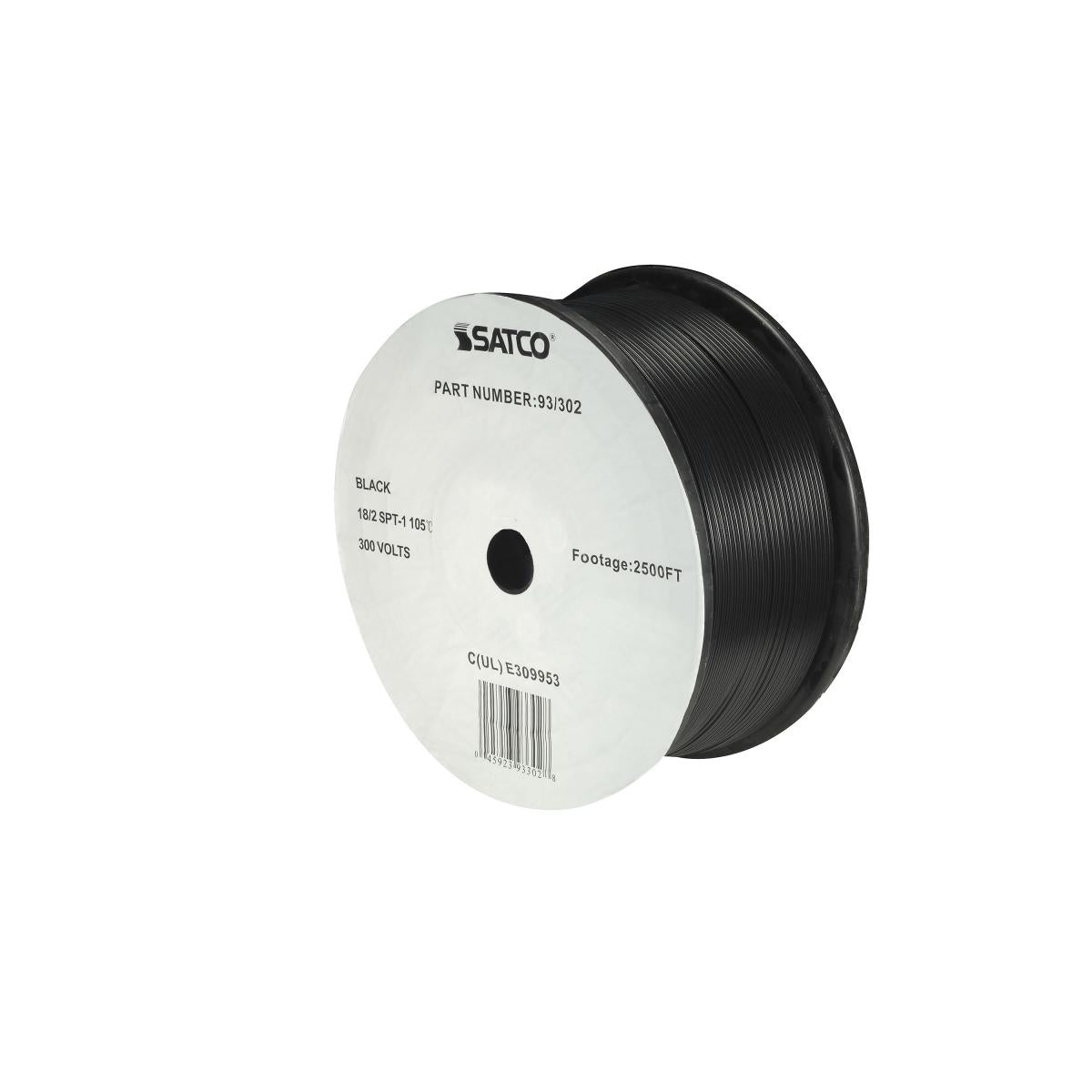 Lamp And Lighting Bulk Wire; 18/2 SPT-1 105C; 2500 Foot/Reel; Black - Cheap-Us