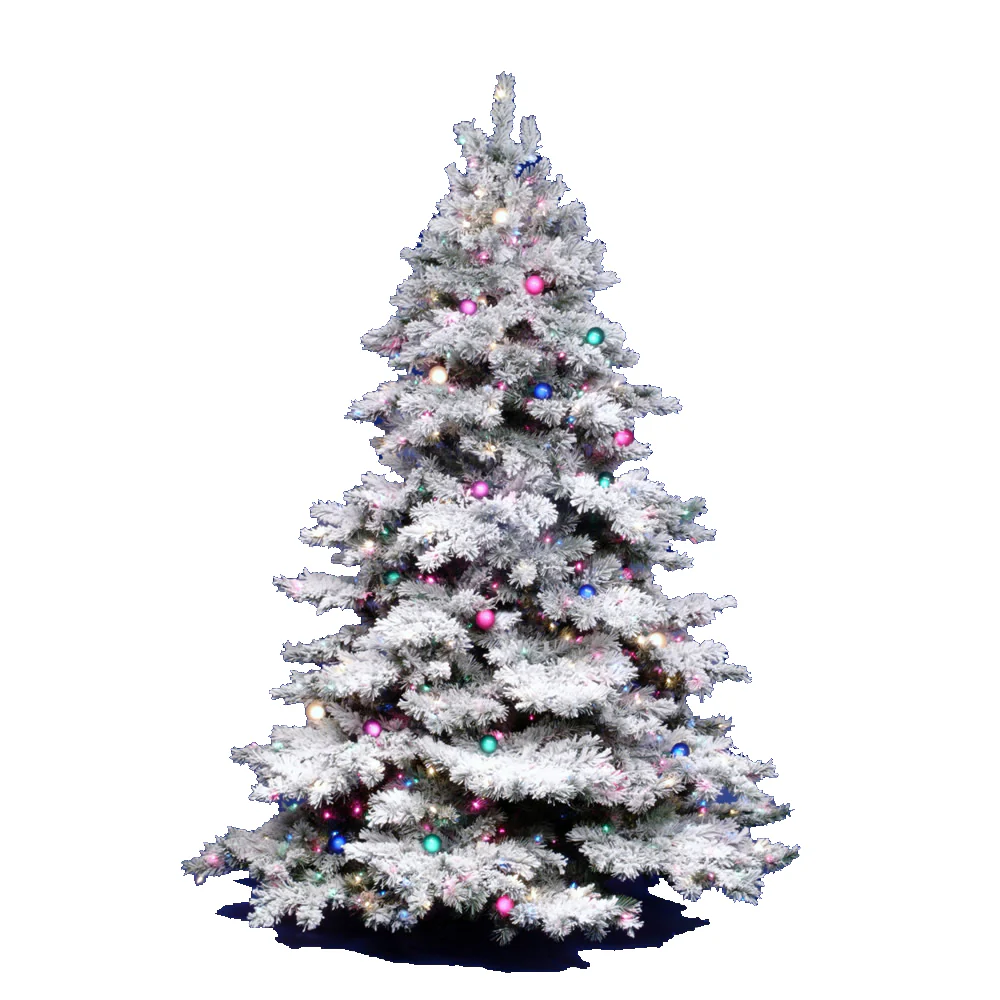 Vickerman 10' Flocked Alaskan Pine Artificial Christmas Tree Multi-Colored Lights - Cheap-Us