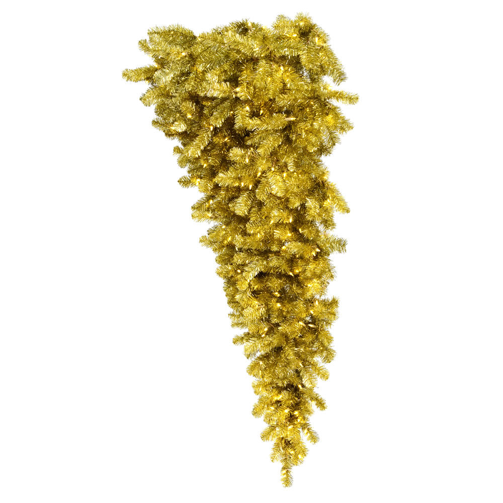 Vickerman 6' Champagne Upside Down Artificial Christmas Half Tree Warm White Dura-lit LED Lights - Cheap-Us