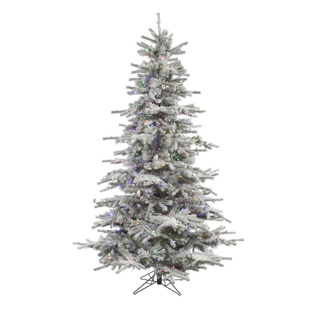 Vickerman 7.5' Flocked Sierra Fir Artificial Christmas Tree Multi-Colored LED Dura-Lit lights - Cheap-Us