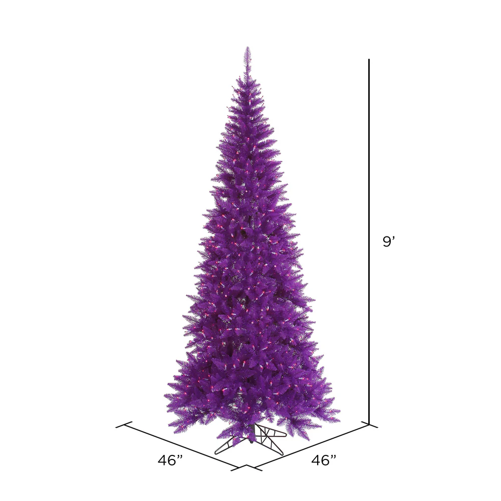Vickerman 9' Purple Fir Slim Artificial Christmas Tree Purple Dura-lit LED Lights - Cheap-Us