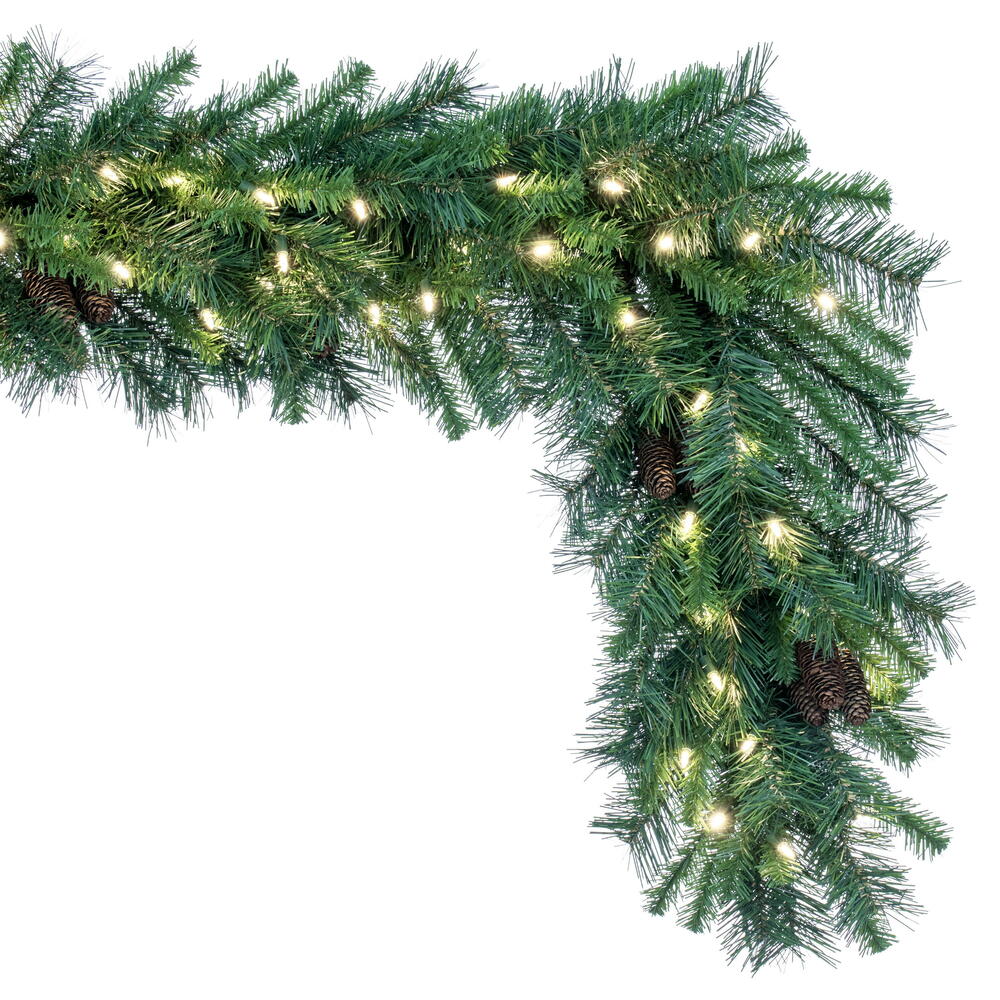 Vickerman 50' Cheyenne Artificial Christmas Garland Warm White LED Lights - Cheap-Us