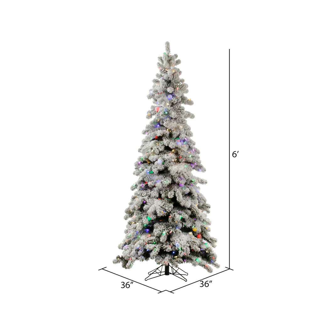 Vickerman 6' Flocked Kodiak Spruce Artificial Christmas Tree Multi-Colored LED Lights - Cheap-Us