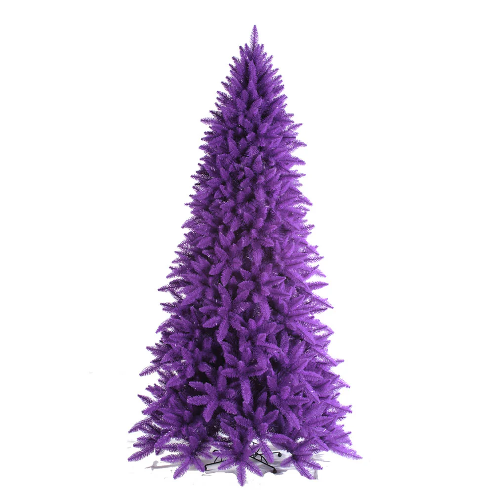 Vickerman 6.5' Flocked Purple Slim Fir Artificial Christmas Tree Unlit - Cheap-Us