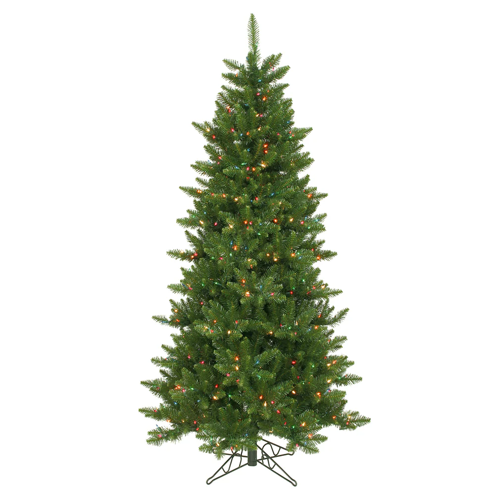 Vickerman 6.5' Camdon Fir Slim Artificial Christmas Tree Multi-colored Dura-lit LED Lights - Cheap-Us