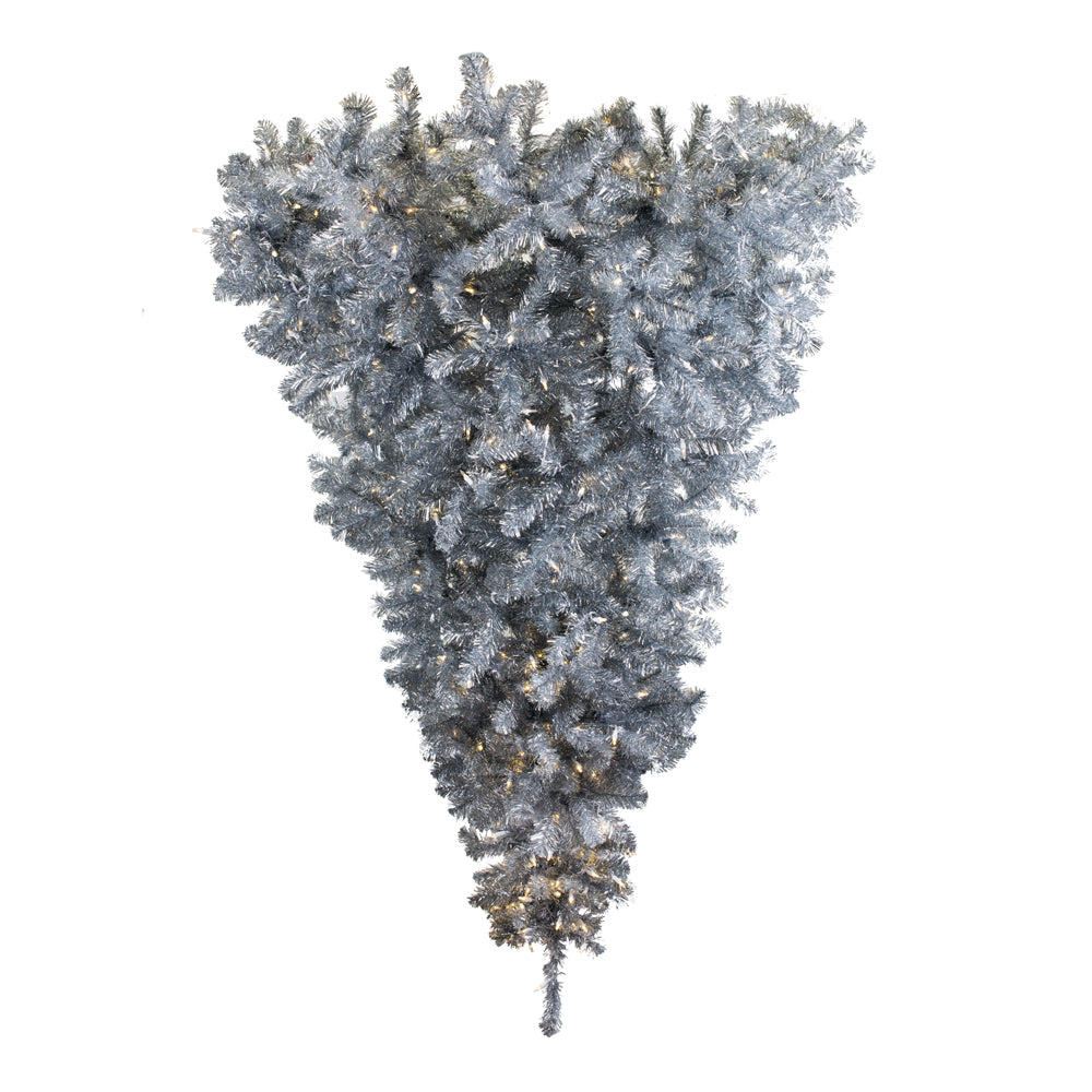 Vickerman 6' Silver Upside Down Artificial Christmas Tree Clear Dura-lit Incandescent Lights - Cheap-Us