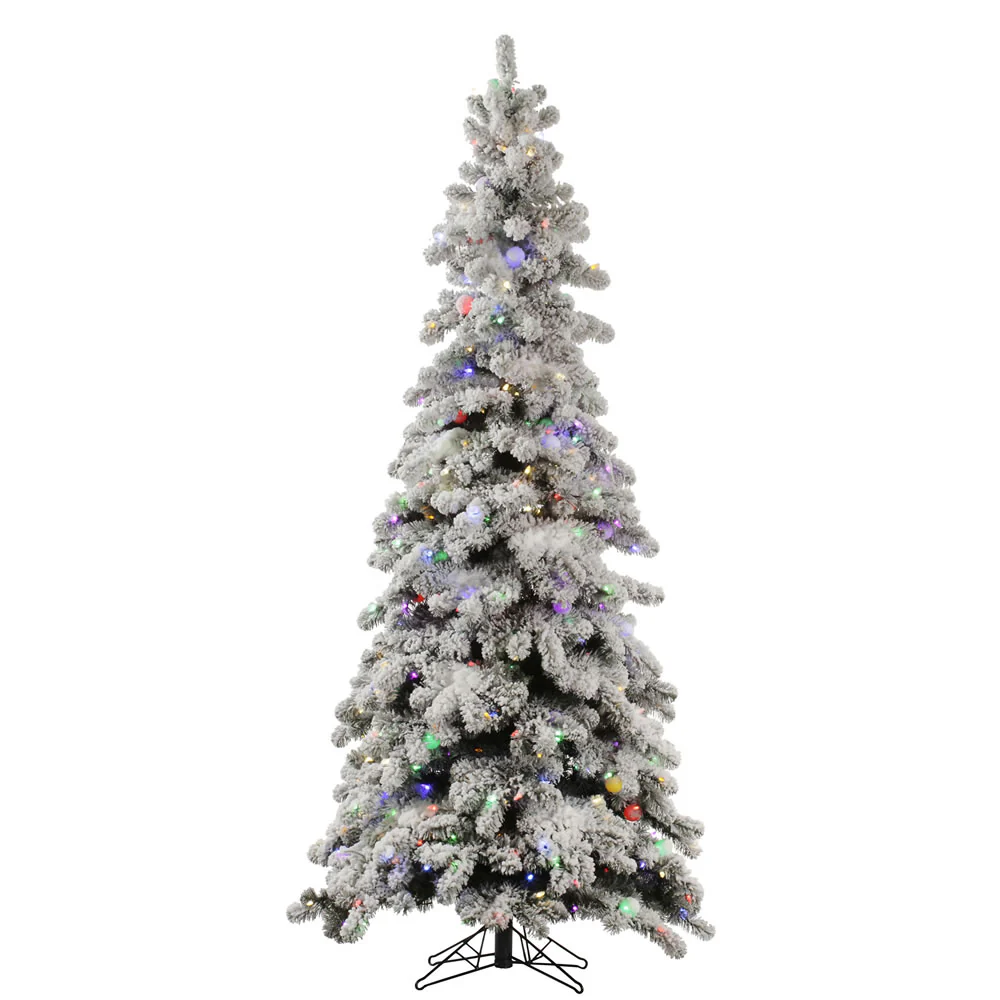 Vickerman 6' Flocked Kodiak Spruce Artificial Christmas Tree Multi-Colored LED Lights - Cheap-Us
