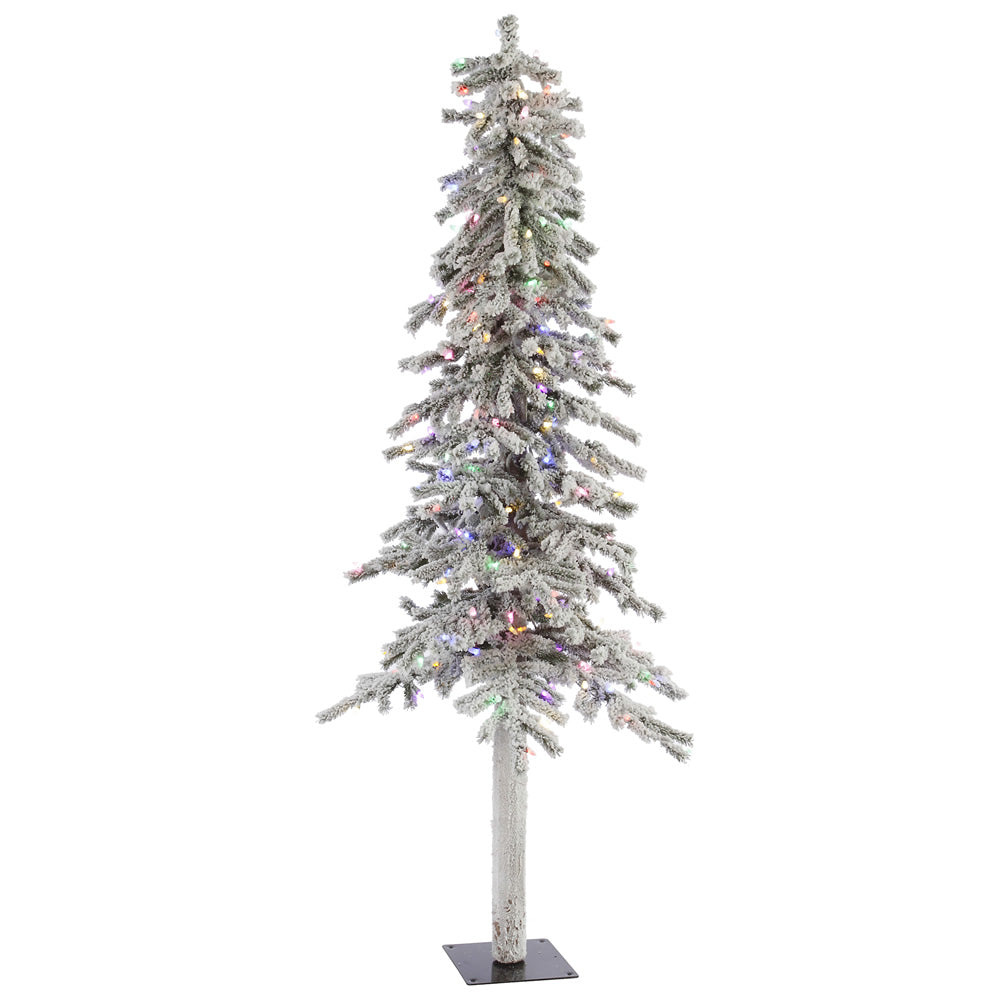 Vickerman 7' Flocked Alpine Artificial Christmas Tree Multi-Colored LED Dura-Lit lights - Cheap-Us