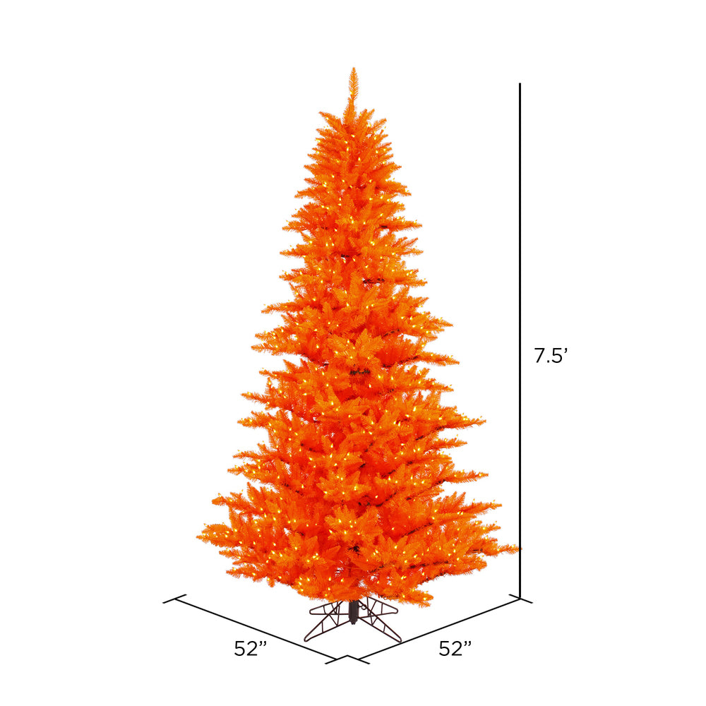 Vickerman 7.5' Orange Fir Artificial Christmas Tree Orange Dura-lit LED Lights - Cheap-Us